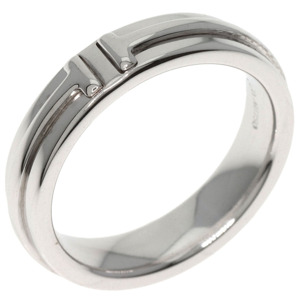TIFFANY&Co. Ring K18WG Silver T TWO narrow Women Used Authentic