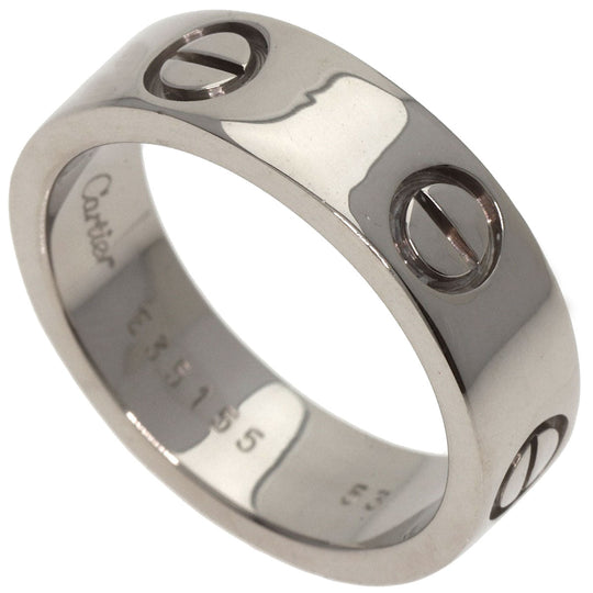 CARTIER Ring K18WG Silver Love Ring #53 Women Used Authentic