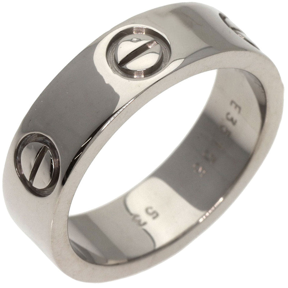CARTIER Ring K18WG Silver Love Ring #53 Women Used Authentic