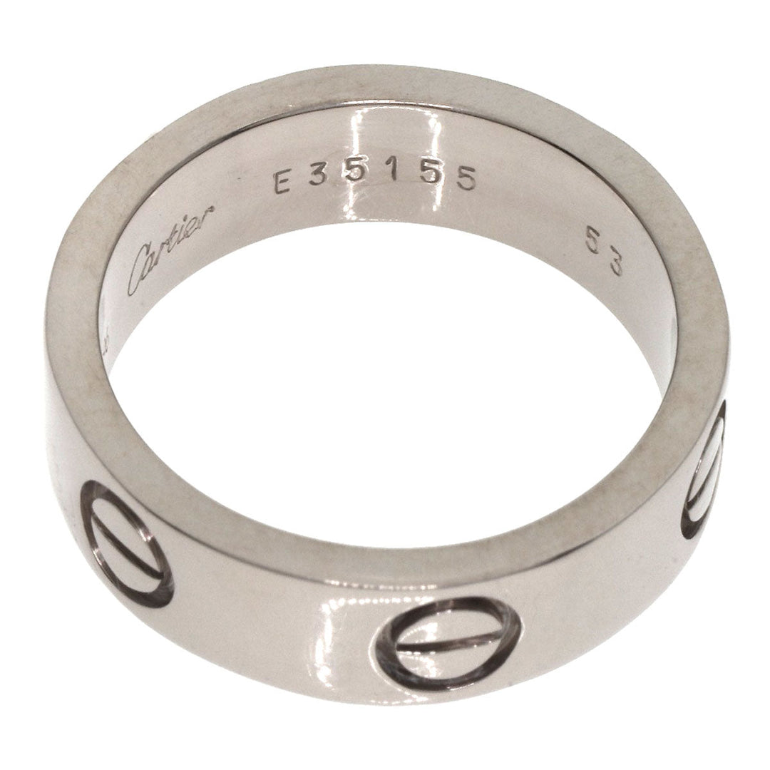CARTIER Ring K18WG Silver Love Ring #53 Women Used Authentic