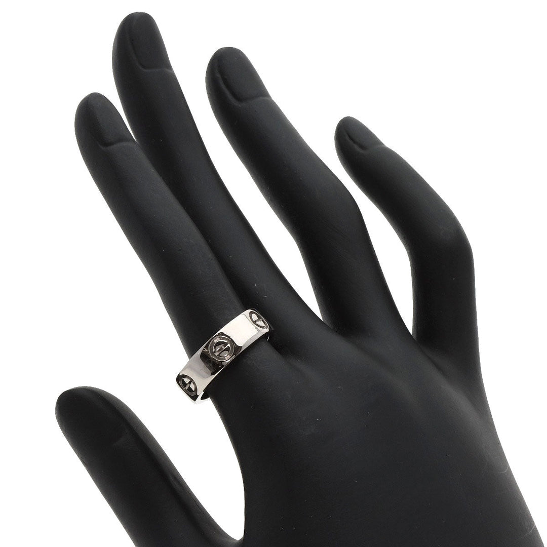 CARTIER Ring K18WG Silver Love Ring #53 Women Used Authentic