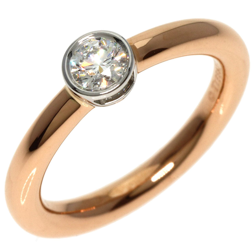 TIFFANY&Co. Ring K18PG , PT950 gold Bezel ring 1P diamond Women Used Authentic