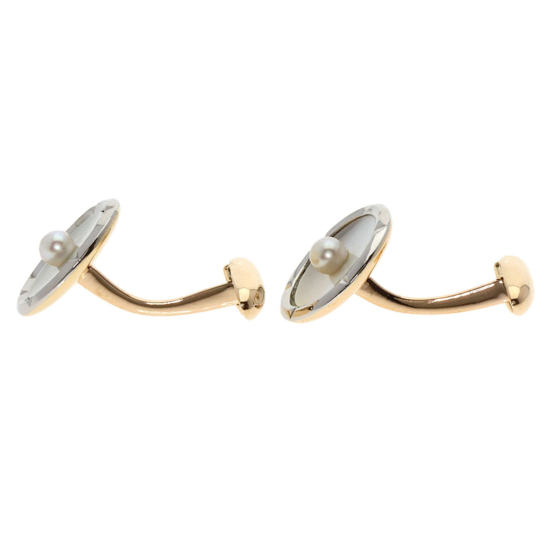 MIKIMOTO cuffs K14YG , K14WG Silver Pearl mens Used Authentic