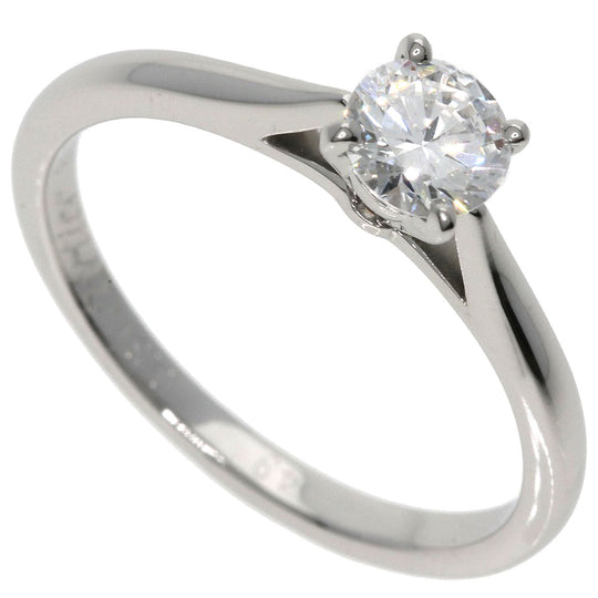 CARTIER Ring PT950 Silver Solitaire 1P Diamond #49 Women Used Authentic
