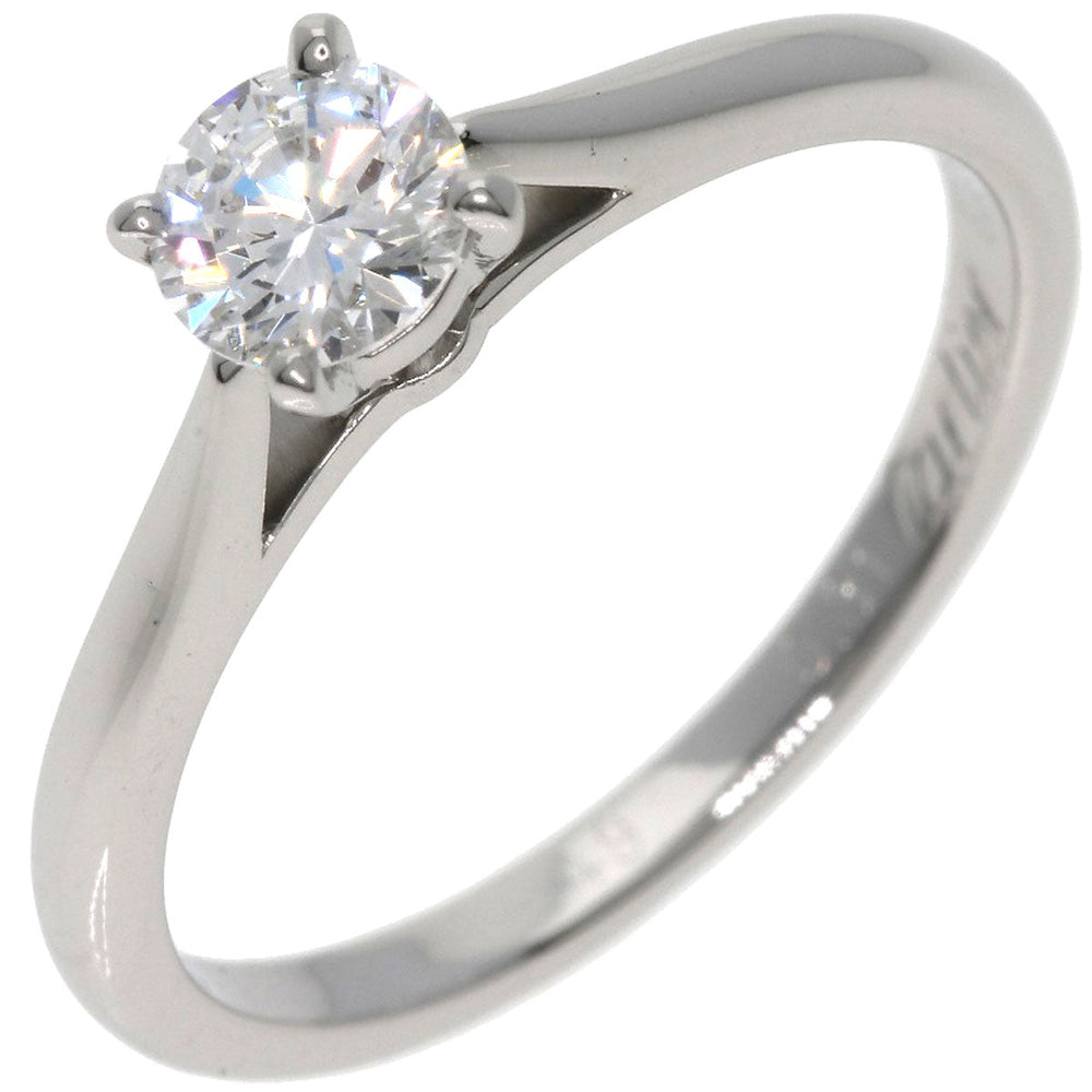 CARTIER Ring PT950 Silver Solitaire 1P Diamond #49 Women Used Authentic