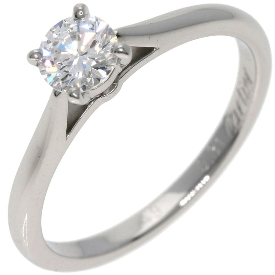 CARTIER Ring PT950 Silver Solitaire 1P Diamond #49 Women Used Authentic