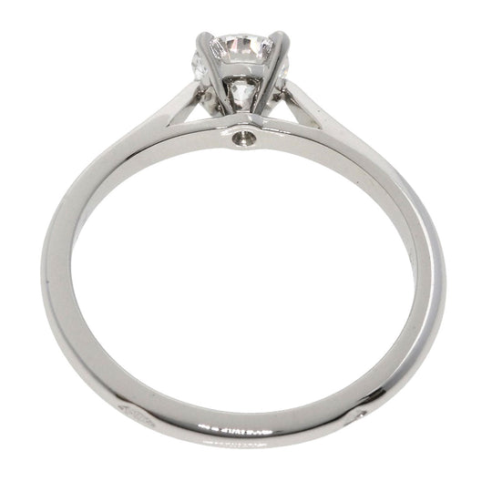 CARTIER Ring PT950 Silver Solitaire 1P Diamond #49 Women Used Authentic