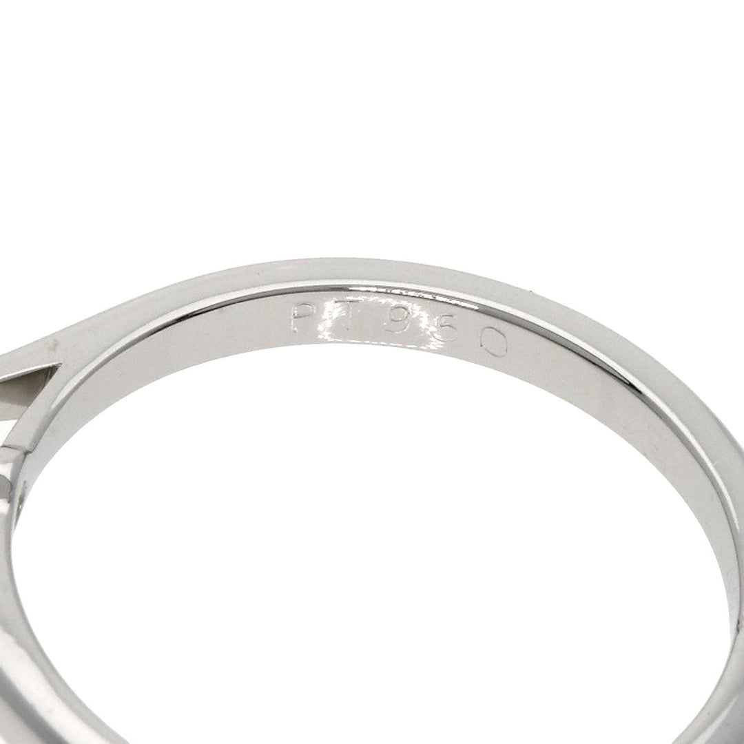 CARTIER Ring PT950 Silver Solitaire 1P Diamond #49 Women Used Authentic