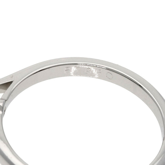 CARTIER Ring PT950 Silver Solitaire 1P Diamond #49 Women Used Authentic