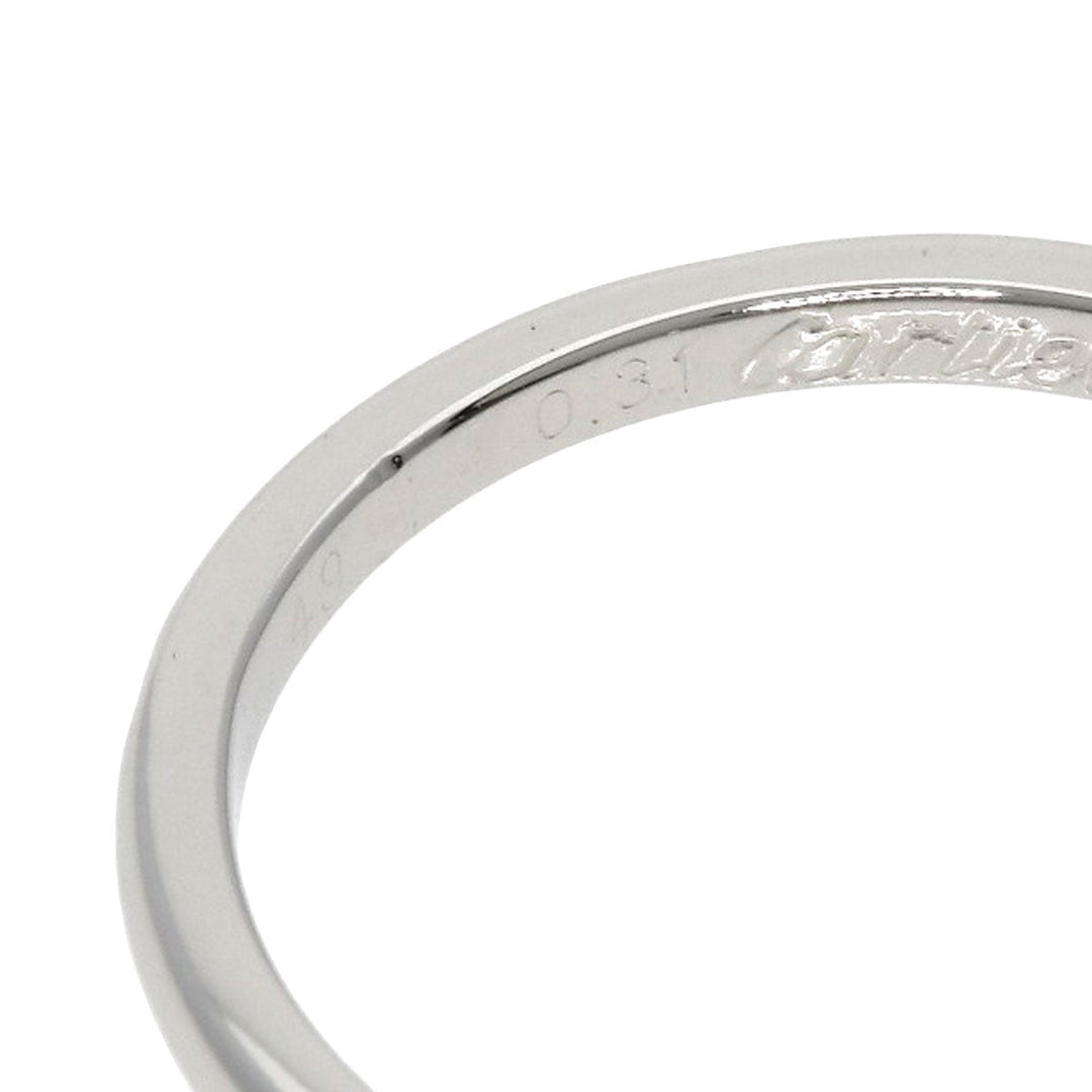 CARTIER Ring PT950 Silver Solitaire 1P Diamond #49 Women Used Authentic