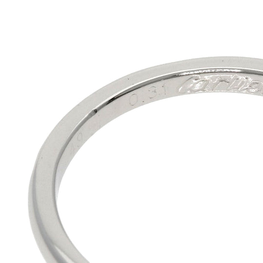 CARTIER Ring PT950 Silver Solitaire 1P Diamond #49 Women Used Authentic