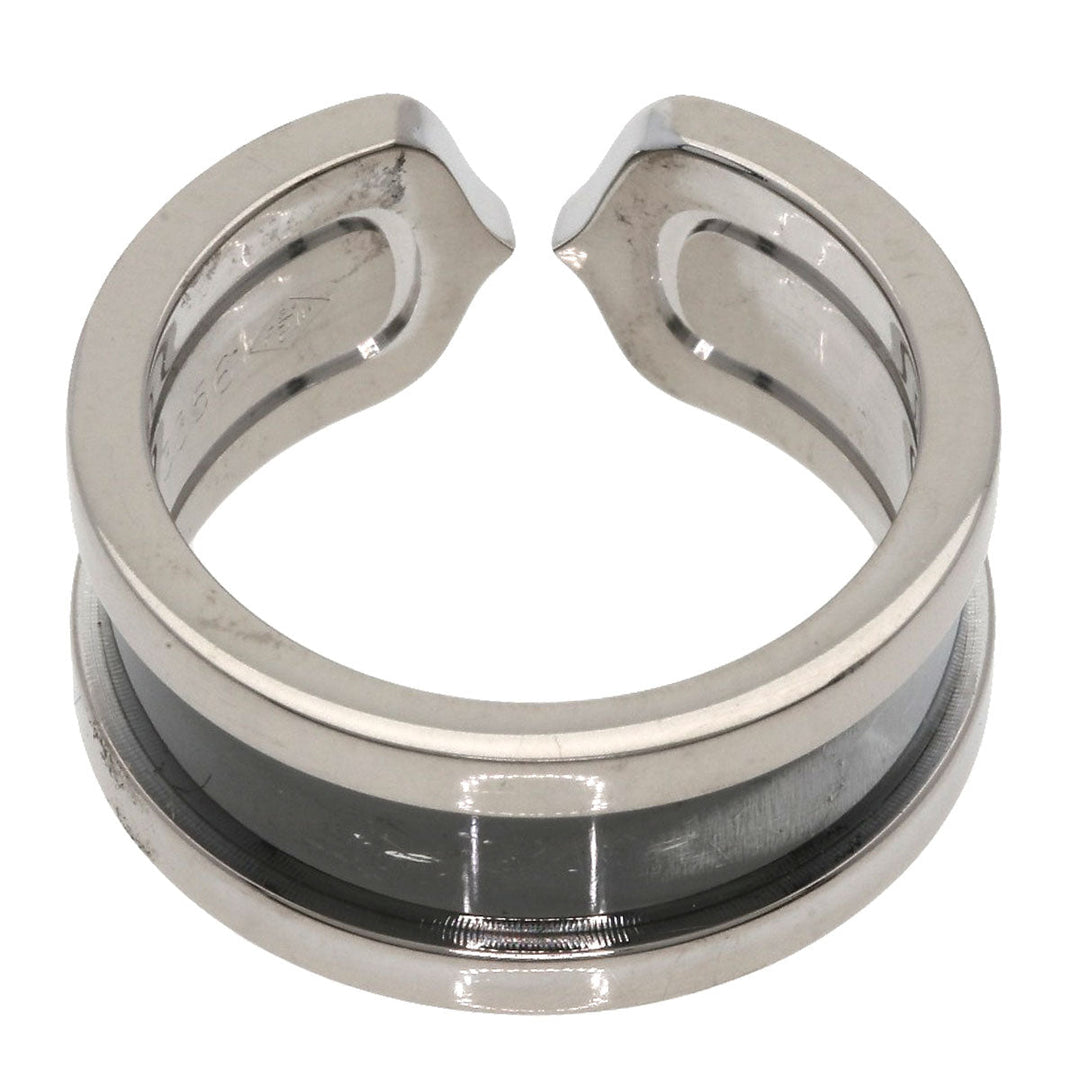 CARTIER Ring K18WG Silver C2 Ring Black Lacquer #51 Women Used Authentic