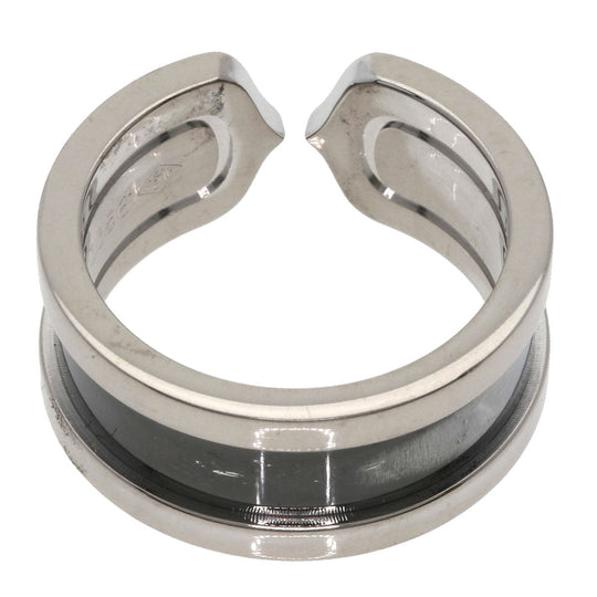 CARTIER Ring K18WG Silver C2 Ring Black Lacquer #51 Women Used Authentic