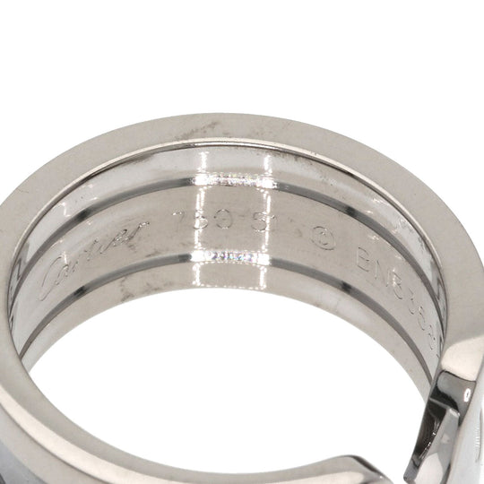 CARTIER Ring K18WG Silver C2 Ring Black Lacquer #51 Women Used Authentic