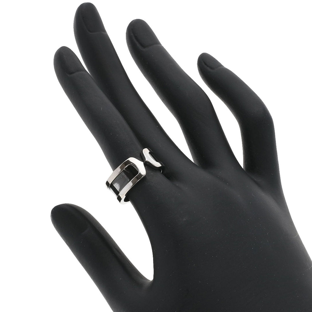 CARTIER Ring K18WG Silver C2 Ring Black Lacquer #51 Women Used Authentic