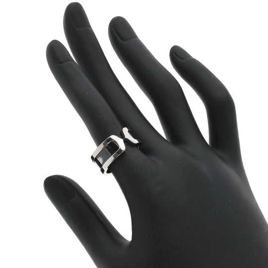 CARTIER Ring K18WG Silver C2 Ring Black Lacquer #51 Women Used Authentic