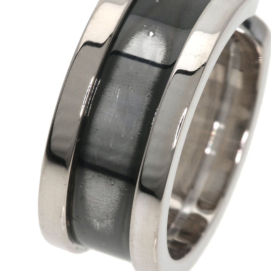 CARTIER Ring K18WG Silver C2 Ring Black Lacquer #51 Women Used Authentic