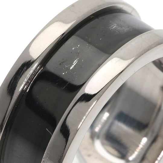 CARTIER Ring K18WG Silver C2 Ring Black Lacquer #51 Women Used Authentic