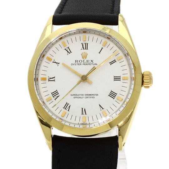 ROLEX Watches Mechanical Automatic 1024/5 Stainless Steel, Leather gold Oyster Perpetual Center Roma Manufacturer Compute 2024.1 white dial mens Used Authentic