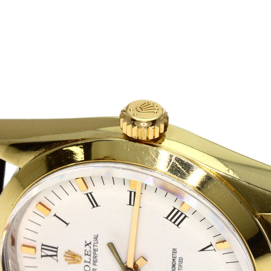 ROLEX Watches Mechanical Automatic 1024/5 Stainless Steel, Leather gold Oyster Perpetual Center Roma Manufacturer Compute 2024.1 white dial mens Used Authentic