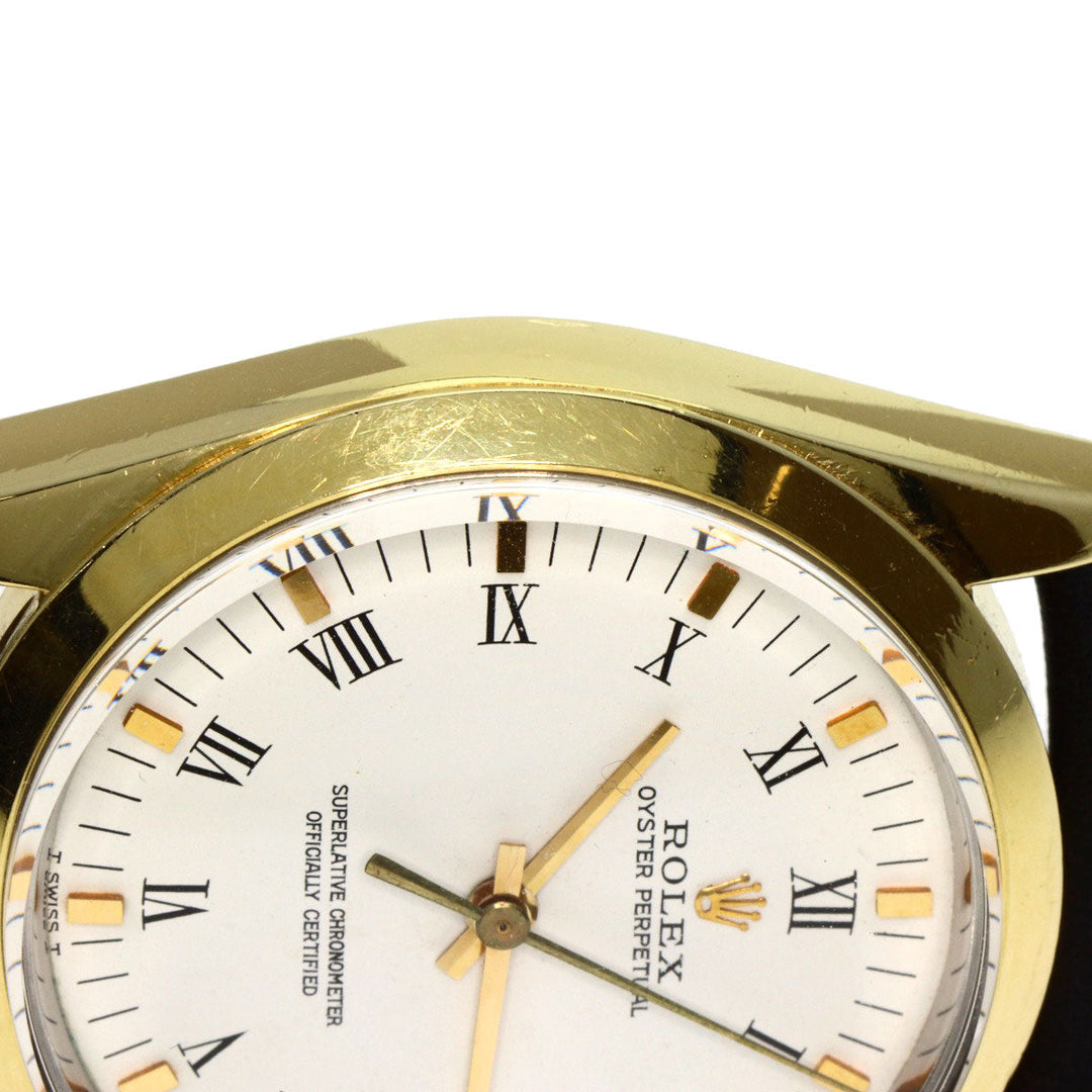 ROLEX Watches Mechanical Automatic 1024/5 Stainless Steel, Leather gold Oyster Perpetual Center Roma Manufacturer Compute 2024.1 white dial mens Used Authentic