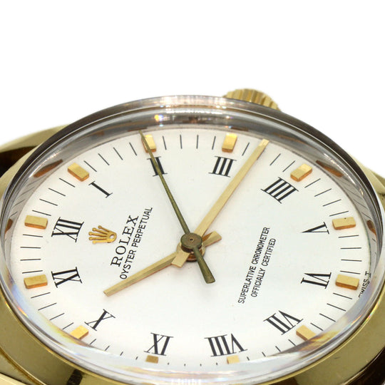 ROLEX Watches Mechanical Automatic 1024/5 Stainless Steel, Leather gold Oyster Perpetual Center Roma Manufacturer Compute 2024.1 white dial mens Used Authentic