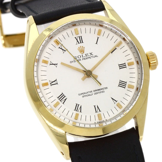 ROLEX Watches Mechanical Automatic 1024/5 Stainless Steel, Leather gold Oyster Perpetual Center Roma Manufacturer Compute 2024.1 white dial mens Used Authentic