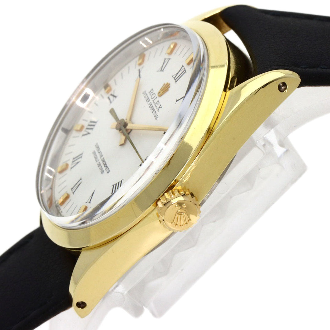 ROLEX Watches Mechanical Automatic 1024/5 Stainless Steel, Leather gold Oyster Perpetual Center Roma Manufacturer Compute 2024.1 white dial mens Used Authentic