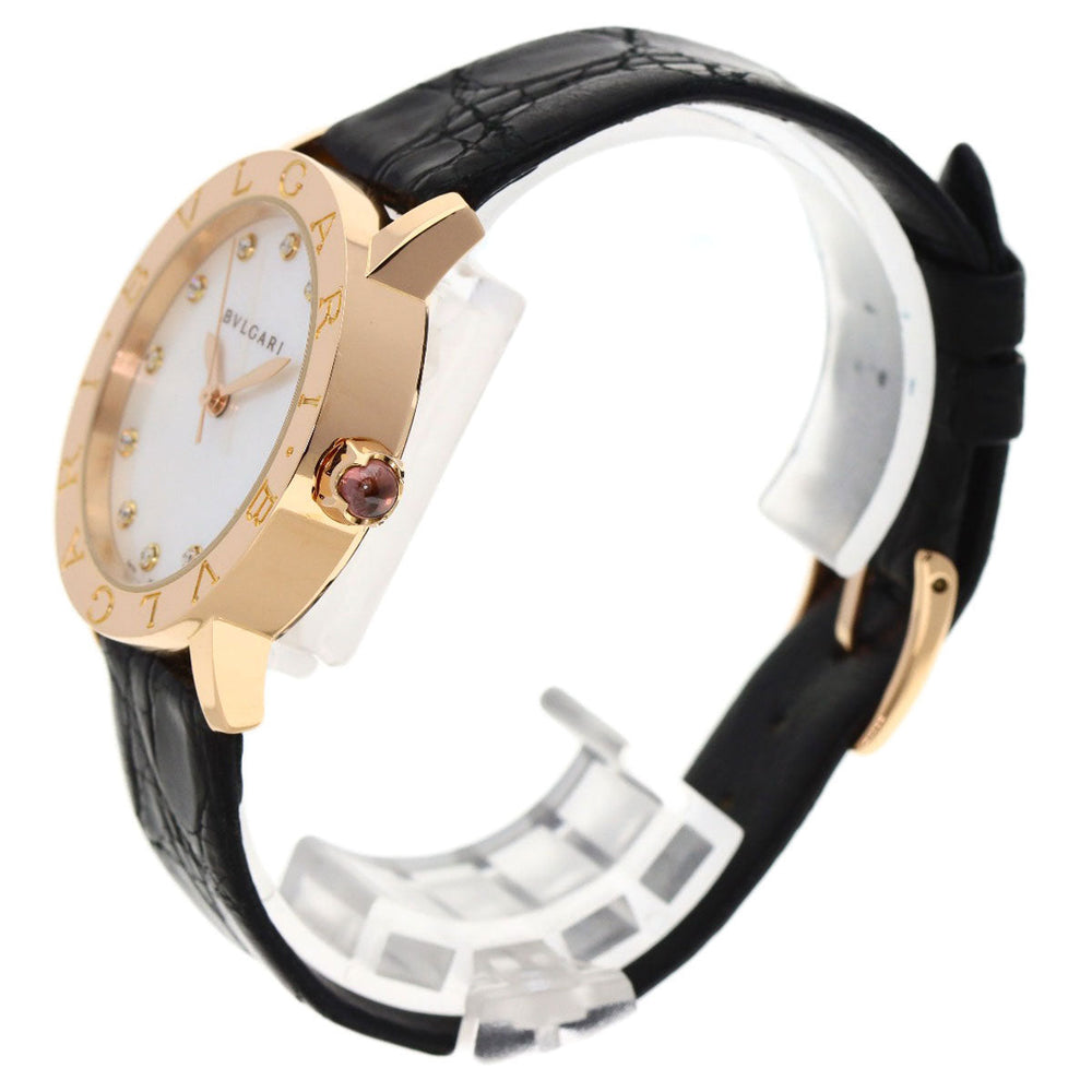 BVLGARI Watches Mechanical Automatic BBLP33G K18PG, leather gold BVLGARI BVLGARI 12P Diamond White shell dial mens Used Authentic