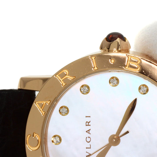 BVLGARI Watches Mechanical Automatic BBLP33G K18PG, leather gold BVLGARI BVLGARI 12P Diamond White shell dial mens Used Authentic