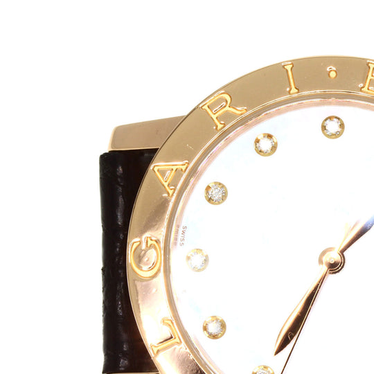 BVLGARI Watches Mechanical Automatic BBLP33G K18PG, leather gold BVLGARI BVLGARI 12P Diamond White shell dial mens Used Authentic