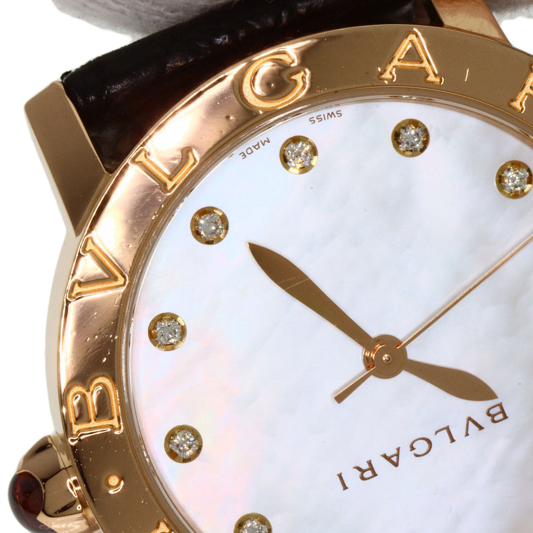 BVLGARI Watches Mechanical Automatic BBLP33G K18PG, leather gold BVLGARI BVLGARI 12P Diamond White shell dial mens Used Authentic