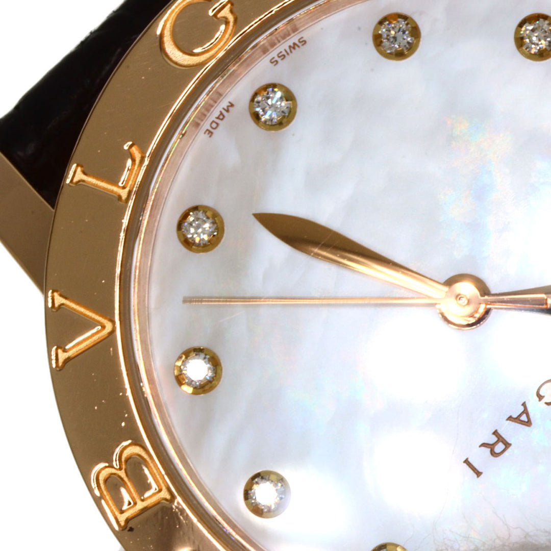BVLGARI Watches Mechanical Automatic BBLP33G K18PG, leather gold BVLGARI BVLGARI 12P Diamond White shell dial mens Used Authentic