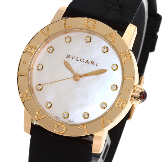 BVLGARI Watches Mechanical Automatic BBLP33G K18PG, leather gold BVLGARI BVLGARI 12P Diamond White shell dial mens Used Authentic