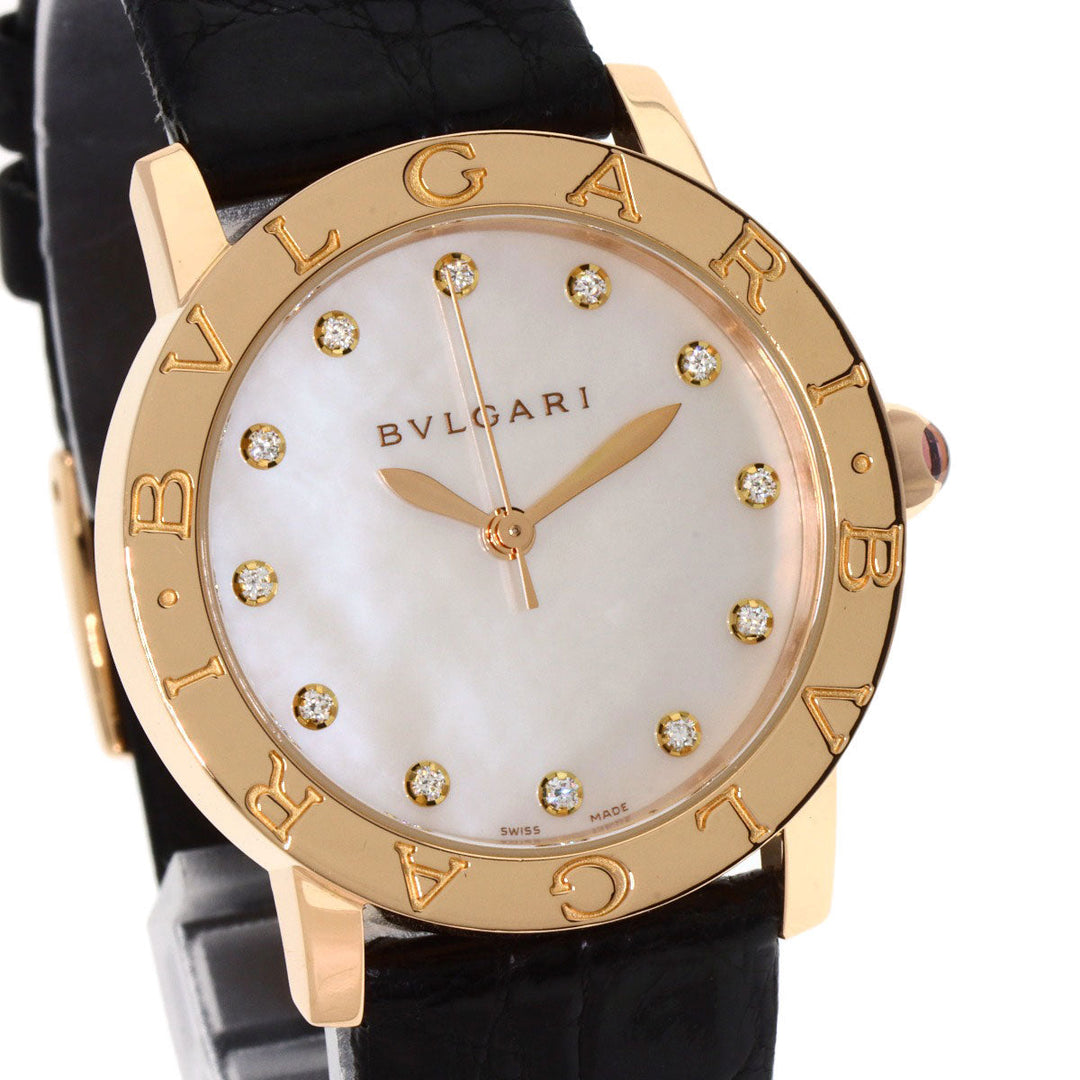 BVLGARI Watches Mechanical Automatic BBLP33G K18PG, leather gold BVLGARI BVLGARI 12P Diamond White shell dial mens Used Authentic