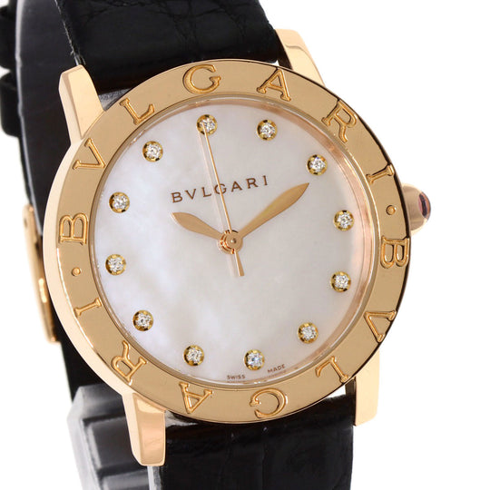 BVLGARI Watches Mechanical Automatic BBLP33G K18PG, leather gold BVLGARI BVLGARI 12P Diamond White shell dial mens Used Authentic