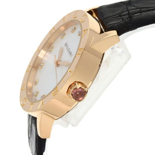 BVLGARI Watches Mechanical Automatic BBLP33G K18PG, leather gold BVLGARI BVLGARI 12P Diamond White shell dial mens Used Authentic