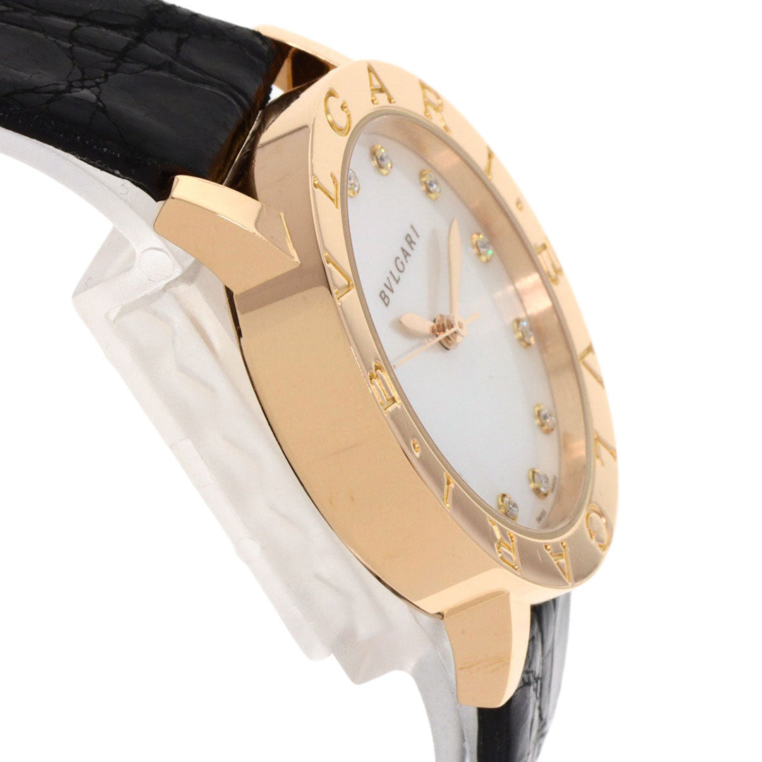 BVLGARI Watches Mechanical Automatic BBLP33G K18PG, leather gold BVLGARI BVLGARI 12P Diamond White shell dial mens Used Authentic