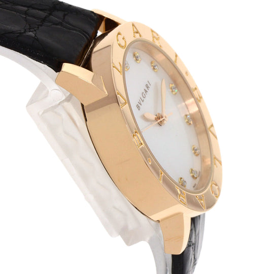 BVLGARI Watches Mechanical Automatic BBLP33G K18PG, leather gold BVLGARI BVLGARI 12P Diamond White shell dial mens Used Authentic
