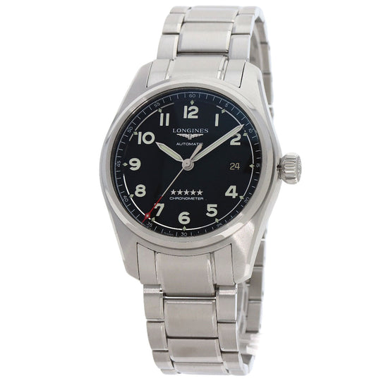 LONGINES Watches Mechanical Automatic L3.810.4 Stainless Steel , Stainless Steel Silver Spirit black dial mens Used Authentic