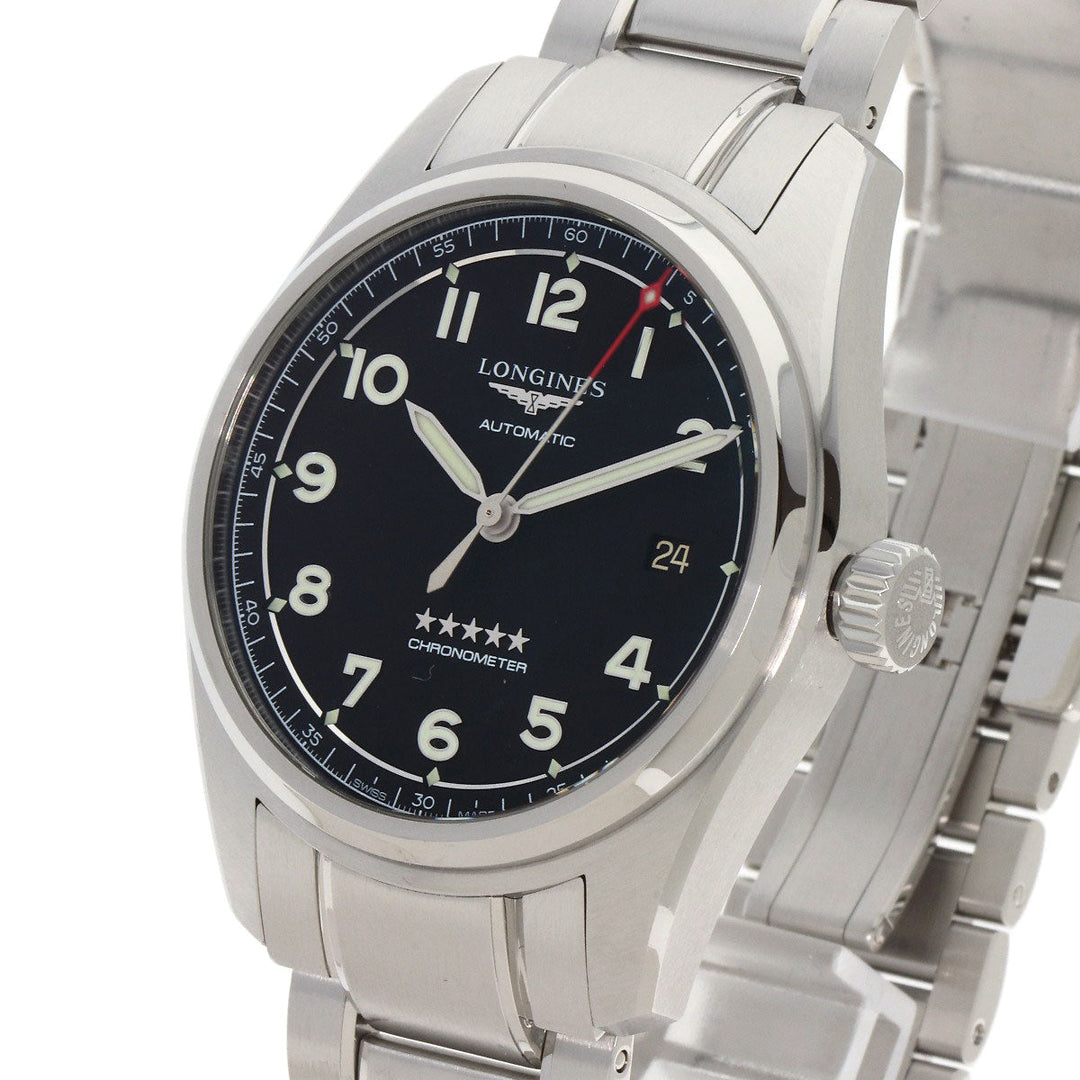 LONGINES Watches Mechanical Automatic L3.810.4 Stainless Steel , Stainless Steel Silver Spirit black dial mens Used Authentic