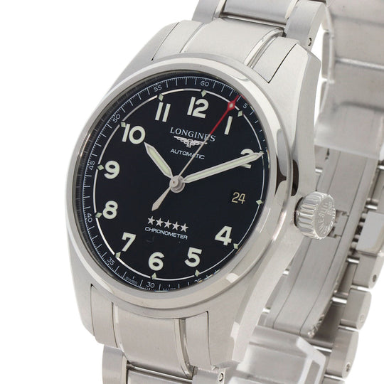 LONGINES Watches Mechanical Automatic L3.810.4 Stainless Steel , Stainless Steel Silver Spirit black dial mens Used Authentic