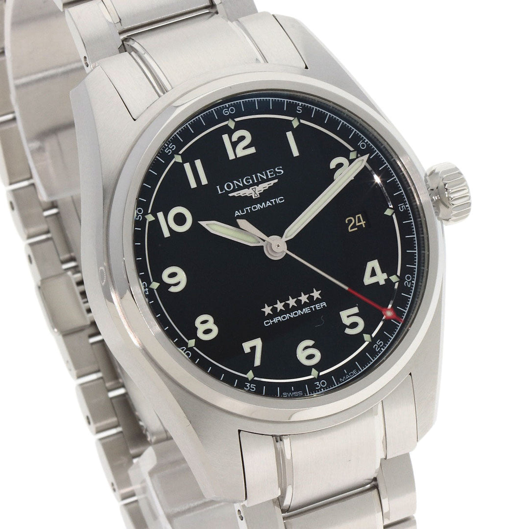 LONGINES Watches Mechanical Automatic L3.810.4 Stainless Steel , Stainless Steel Silver Spirit black dial mens Used Authentic