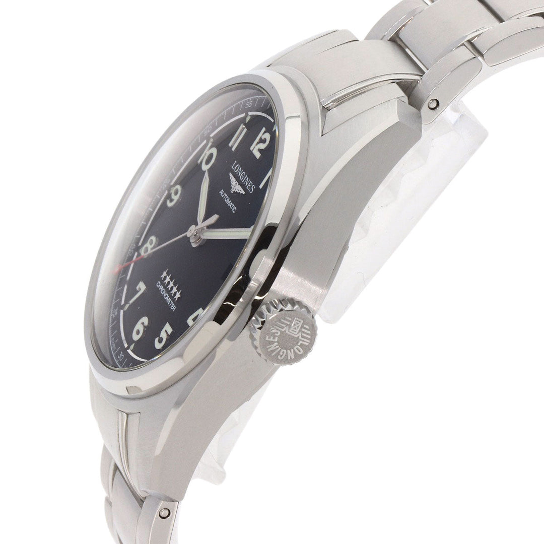 LONGINES Watches Mechanical Automatic L3.810.4 Stainless Steel , Stainless Steel Silver Spirit black dial mens Used Authentic