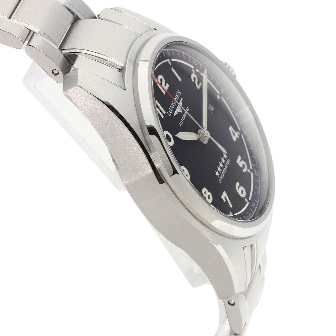 LONGINES Watches Mechanical Automatic L3.810.4 Stainless Steel , Stainless Steel Silver Spirit black dial mens Used Authentic