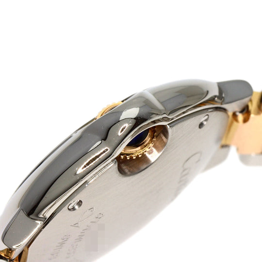 CARTIER Watches Quartz WE902030 Stainless Steel , SSxK18PG gold Baron Blue 1.1" 11P Diamond Silver dial Women Used Authentic