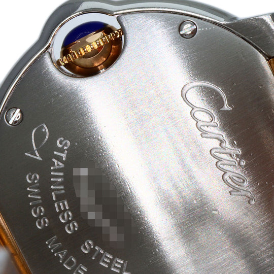 CARTIER Watches Quartz WE902030 Stainless Steel , SSxK18PG gold Baron Blue 1.1" 11P Diamond Silver dial Women Used Authentic