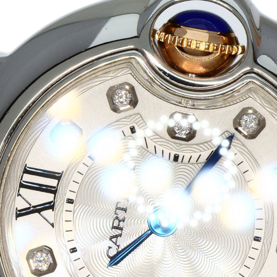 CARTIER Watches Quartz WE902030 Stainless Steel , SSxK18PG gold Baron Blue 1.1" 11P Diamond Silver dial Women Used Authentic