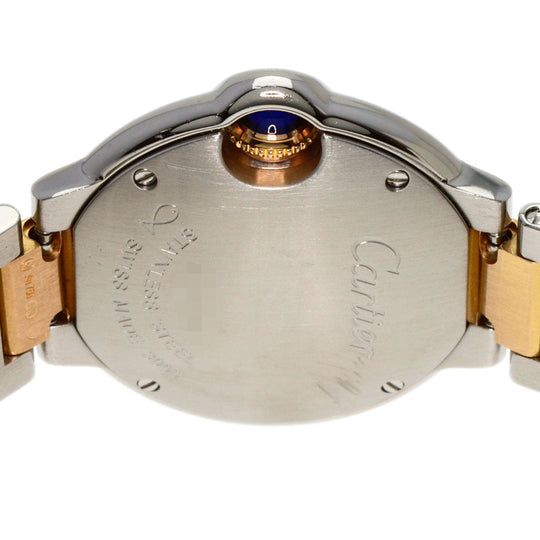 CARTIER Watches Quartz WE902030 Stainless Steel , SSxK18PG gold Baron Blue 1.1" 11P Diamond Silver dial Women Used Authentic