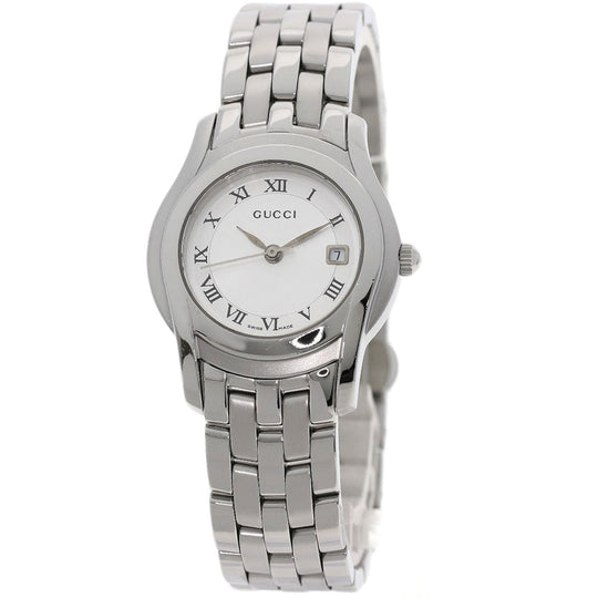 GUCCI Watches Quartz 5500L Stainless Steel , Stainless Steel Silver Round face Silver dial Women Used Authentic